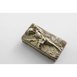 A WILLIAM IV SILVER "PEDDLER" SNUFF BOX rectangular with rounded corners and engine-turning on the