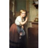 JOHANN GEORG MEYER VON BREMEN (1813-1886) LISTENING AT THE DOOR Signed, oil on panel 40 x 24.5cm. ++