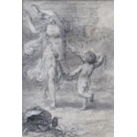 GIOVANNI BATTISTA CIPRIANI, RA (1727-1785) A CLASSICAL MAIDEN DANCING WITH A PUTTO Grey wash and