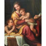 MANNER OF RAPHAEL (1483-1520) VIRGIN AND CHILD WITH ST JOHN THE BAPTIST Oil on canvas, 19th