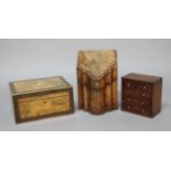 GEORGE III MAHOGANY KNIFE BOX, of serpentine form; together with a 19th century writing box and a