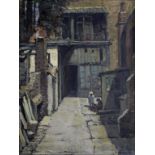 GEORGE CHARLES FRANCIS (1860-1940) A BACK-YARD IN ST PANCRAS Signed, also signed and inscribed on