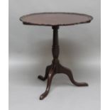 GEORGE III MAHOGANY TRIPOD TABLE, the tilt top with pie crust edge, turned support and tripod