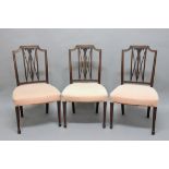 SET OF SIX GEORGE III MAHOGANY DINING CHAIRS, the shaped rectangular back with slender X splats with