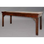 MAHOGANY SIDE TABLE, 19th century, the rectangular top above plain frieze, fretwork brackets and