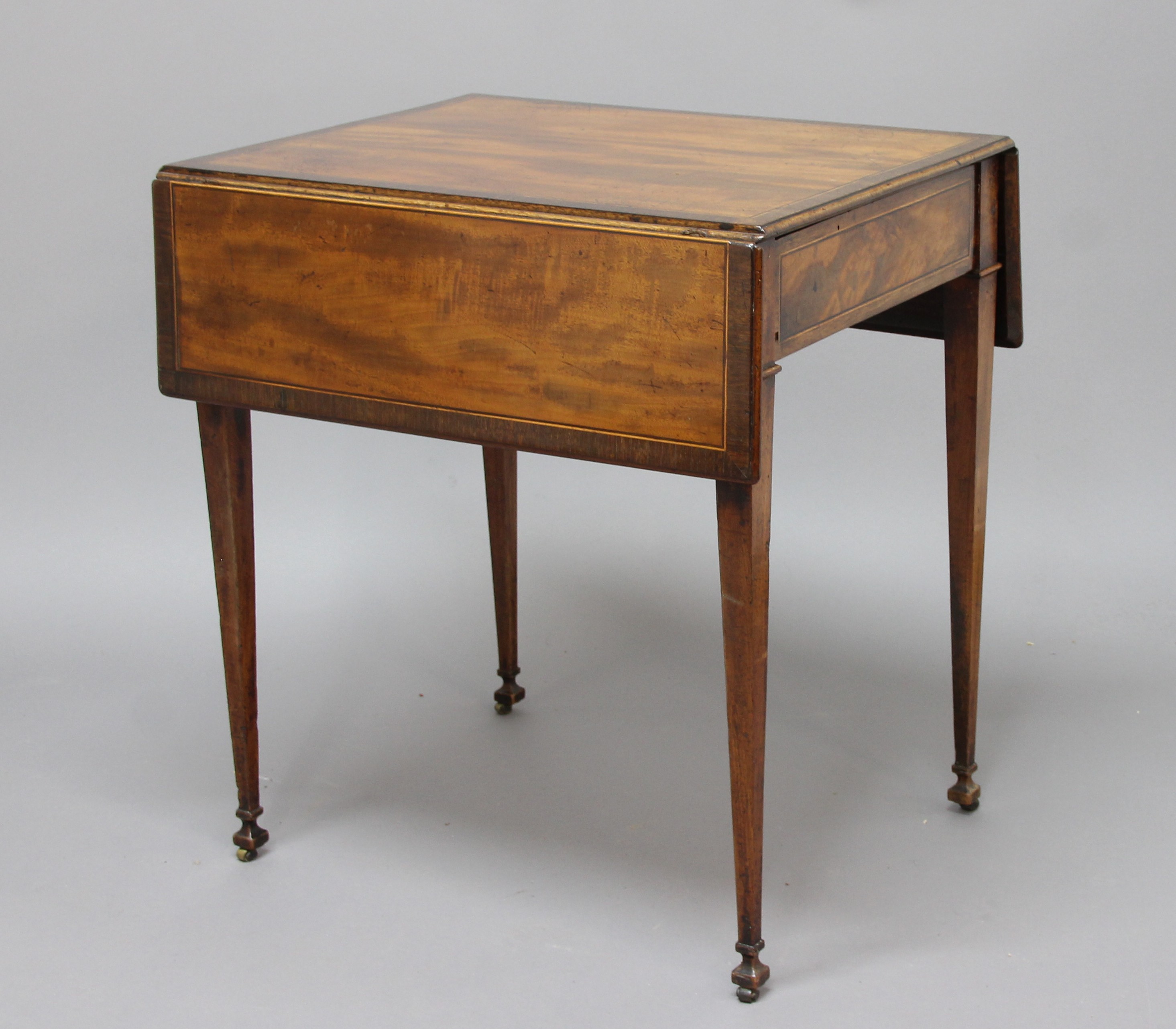 GEORGE III MAHOGANY AND THUYA CROSSBANDED PEMBROKE TABLE, circa 1770, in the manner of Thomas