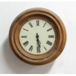 FRENCH PINE CASED TIME PIECE, the 9" dial on a brass movement, with pendulum, diameter 38cm