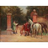 •JOHN S. SANDERSON WELLS (1872-1955) AT THE PARK GATES; AT THE VILLAGE INN A pair, both signed,