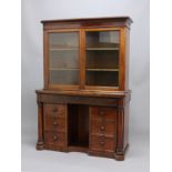 VICTORIAN GENTLEMANS MAHOGANY DRESSING TABLE, a long drawer above two runs of three drawers