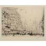 WILLIAM WALCOT (1874-1943) FLEET STREET Etching, 1931, signed in pencil, unframed 16 x 22.5cm. ++