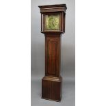 OAK AND WALNUT LONGCASE CLOCK, the brass dial with a 10" chapter ring inscribed Jno. Ivison on a