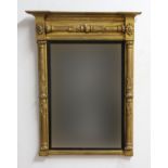 VICTORIAN GILT PIER MIRROR, with bevelled rectangular plate, the frame with columns and foliate