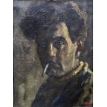 •BERNARDUS CORNELIS `COR` NOLTEE (1903-1967) PORTRAIT OF A MAN WITH A CIGARETTE, POSSIBLY A SELF