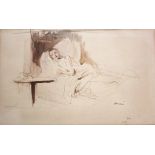 •JEAN LOUIS FORAIN (1852-1931) LA JEUNE DORMEUSE Pen and ink and wash, with signature or atelier