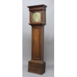 OAK LONGCASE CLOCK, the brass dial with a 10" chapter ring inscribed Thos Thorp Colchester on a