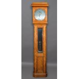 SATINWOOD REGULATOR, the 12" silvered dial with a sweep minute hand and subsidiary seconds and