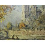 LIONEL TOWNSEND CRAWSHAW (1864-1949) NOTRE DAME FROM THE QUAI (PARIS) Bears inscribed labels