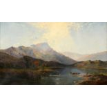 HENRY BRIGHT (1810-1873) HIGHLAND LANDSCAPE SCENE WITH CATTLE IN A LOCH Signed and dated 1858, oil