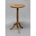 FRENCH FRUITWOOD OCCASIONAL TABLE, possibly apple, the slightly trayed circular top on a turned