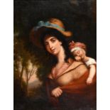 JAMES NORTHCOTE, RA (1746-1831) GIPSY MOTHER AND CHILD Oil on canvas 89 x 68cm. ++ Two patched