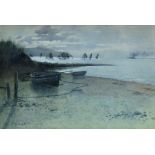 •HUBERT COOP (1875-1952) THE QUIET SHADES OF TWILIGHT Signed, watercolour 18.5 x 28.5cm. ++