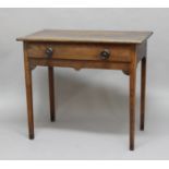 ELM AND OAK SIDE TABLE, 19th century, with a single drawer, height 76cm, width 88cm, depth 49cm