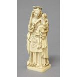IVORY VIRGIN AND CHILD, possibly Dieppe and probably 19th century, height 13cm