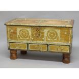 ARAB TEAK AND BRASS CHEST, probably Surat and 19th century, with brass studwork decoration,