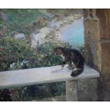 •CHARLES WALTER SIMPSON (1885-1971) GEORGE IN THE LOGGIA (`GEORGE AT DUNCAN'S`) Signed, oil on