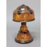 BRAZILIAN TREEN TABLE LAMP, of turned oyster olive wood, height 39cm