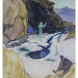 HILDA HECHLE (1886-1939) THE HIKER'S APPARITION Signed, watercolour and pencil 22.5 x 21cm. ++ A