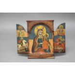 MACEDONIAN OR GREEK TRIPTYCH ICON, 17th or 18th century, depicting The Virgin and Child flanked by
