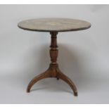 OAK CIRCULAR TRIPOD TABLE, late 18th century, with baluster turned column and down swept legs,