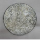 LEAD PLAQUE OF THE ROYAL CREST, probably 19th century, diameter 37.5cm