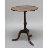 GEORGE III MAHOGANY TRIPOD TABLE, the tilt top with pie crust edge, height 62cm, width 48cm