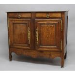 FRENCH OAK SIDEBOARD, 19th century, the rounded rectangular top above two drawers and panelled