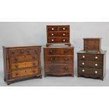 MINIATURE FURNITURE: to include various Georgian and Victorian chests of drawers (5)