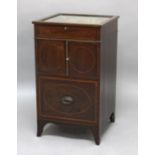 MAHOGANY AND INLAID BIJOUTERIE CABINET, 19th century, the glazed display top above cupboard doors