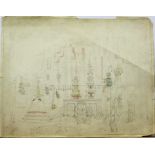 SAMUEL DANIELL (1775-1811) INTERIOR OF THE TEMPLE OF THE TOOTH, KANDY, CEYLON (SRI LANKA) Pencil and