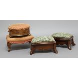 PAIR OF VICTORIAN FOOT STOOLS, together with two other 19th century stools (4)