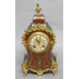 FRENCH LOUIS XV STYLE MANTEL CLOCK, the 3 1/2" brass dial with enamelled Roman numerals on a
