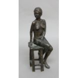 NANCY BANKS, 20TH CENTURY BRITISH SCHOOL, A nude lady seated on a stool, 20th century, signed,