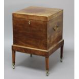 GEORGE III MAHOGANY WINE COOLER, of square form, with later fitted interior on square base, height
