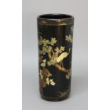 CHINOISERIE LACQUERED UMBRELLA STAND, painted and gilt decoration of storks in pine trees, height