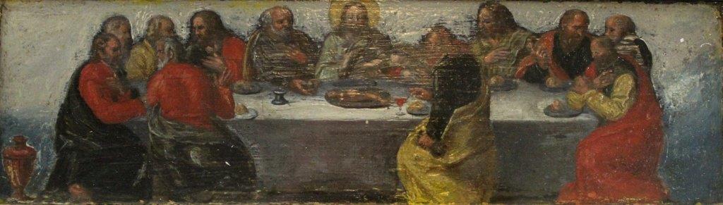 ITALO-CRETAN SCHOOL, Circa 1550 THE MARRIAGE AT CANA; THE LAST SUPPER A pair, oil on panel 8.5 x - Image 2 of 2