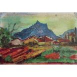 •SVEN BERLIN (1911-1999) BLUE MOUNTAINS ON THE ROAD TO MADRID Signed and dated 63, oil on