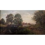 ATTRIBUTED TO FREDERICK WILLIAM NEWTON WHITEHEAD (1853-1938) BY THE LOCK GATES Oil on canvas 26.5