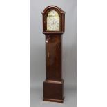 MAHOGANY LONGCASE CLOCK, the brass dial with an 11 1/4" silvered chapter ring and centre inscribed
