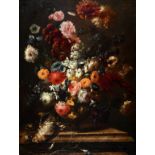 ATTRIBUTED TO FRANZ WERNER VON TAMM (1658-1724) STILL LIFE OF FLOWERS IN AN URN, WITH A DEAD BIRD