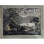 JOSEPH CHARLES BARROW (d.1802) MOONLIT LANDSCAPE WITH FIGURES BY A FIRE, JAMAICA Signed and dated